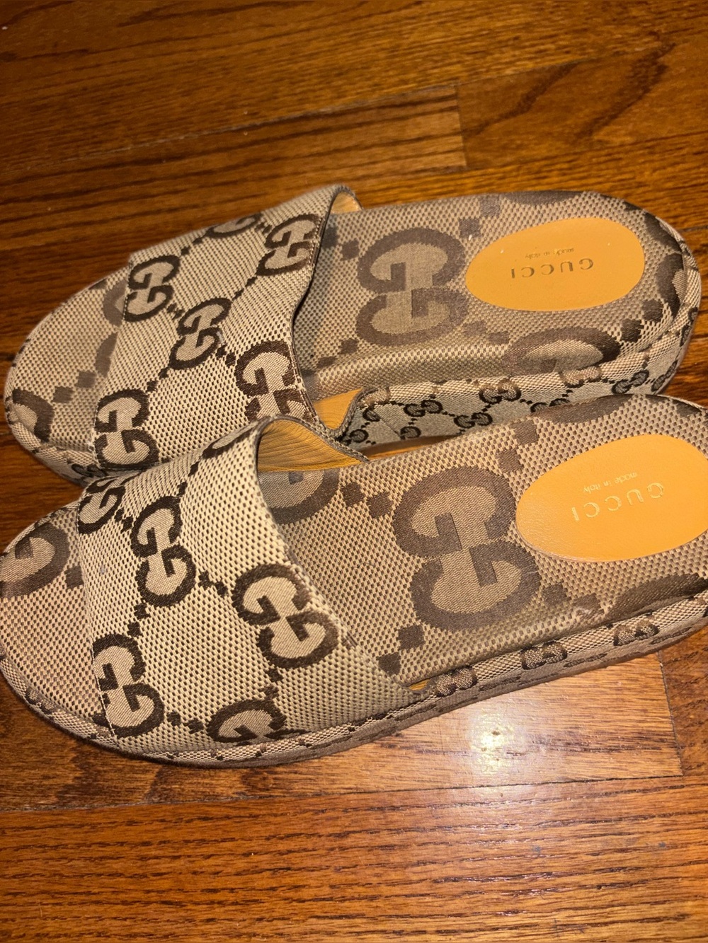 Gucci Monogram platform slide sandals